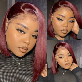 99J Burgundy13x4 Short Bob Lace Front Wigs For Black Women