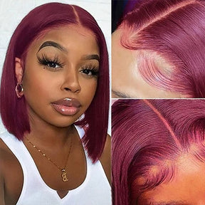 99J Burgundy13x4 Short Bob Lace Front Wigs For Black Women