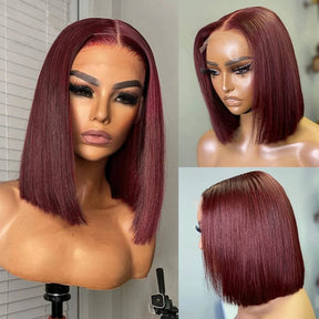 99J Burgundy13x4 Short Bob Lace Front Wigs For Black Women