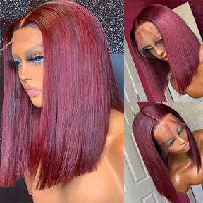 99J Burgundy13x4 Short Bob Lace Front Wigs For Black Women