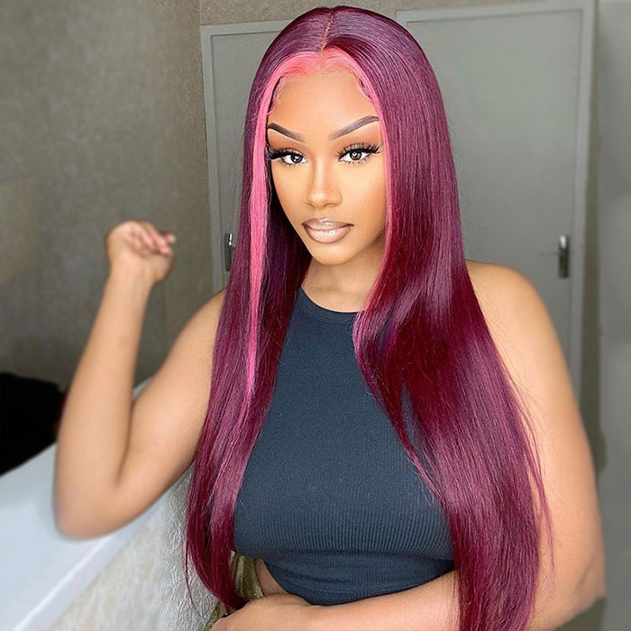 99J With Pink Colored 13x4 4x4 Pre-Plucked Lace Front Wigs For Black Women