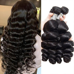 9A Loose Wave Human Hair Extensions 1/3/4 Bundle Deal