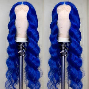 Blue Wig 13x4 4x4 Body Wave Lace Front Wig Transparent Lace Frontal Wig For Women