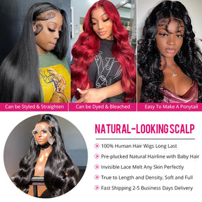 Body Wave HD Invisible 13x4 Lace Front Human Hair Wigs Pre Plucked Brazilian Virgin Hair