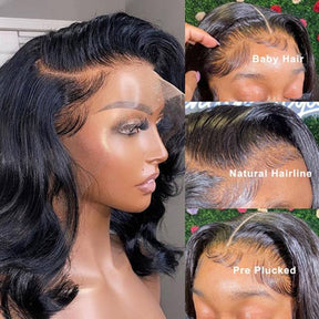 Body Wave Short Bob Wigs Pre Plucked 13x4 Lace Front Wigs Human Hair