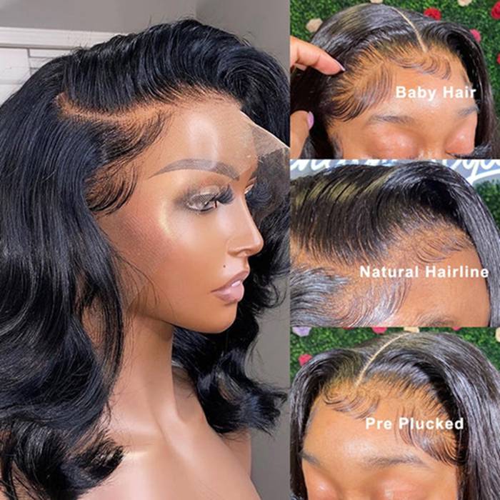 Body Wave Short Bob Wigs Pre Plucked 13x4 Lace Front Wigs Human Hair