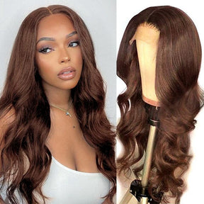 Body Wave Wig 13x4 Lace Frontal Wig #4 Colored Human Hair Wigs