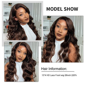 Body Wave Wig 13x4 Lace Frontal Wig #4 Colored Human Hair Wigs