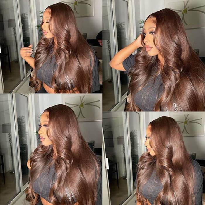 Body Wave Wig 13x4 Lace Frontal Wig #4 Colored Human Hair Wigs
