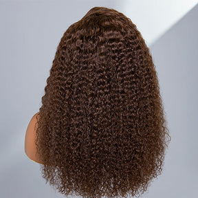 #4 Chocolate Brown Deep Wave Curly Glueless Wig Fall Hair Trends