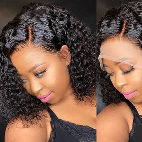 Deep Wave Curly Bob Wig Pre Plucked 13x4 Lace Front Human Hair Wigs