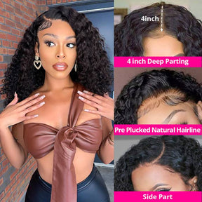 Deep Wave Curly Bob Wig Pre Plucked 13x4 Lace Front Human Hair Wigs