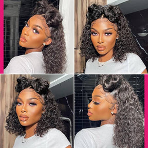 Deep Wave Curly Bob Wig Pre Plucked 13x4 Lace Front Human Hair Wigs
