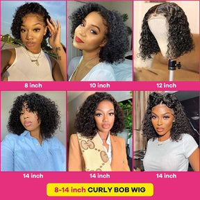 Deep Wave Curly Bob Wig Pre Plucked 13x4 Lace Front Human Hair Wigs