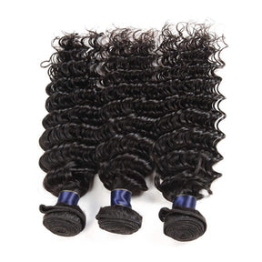 Deep Wave Hair 3 Bundles With 4x4 Lace Closure Best Virgin Human Hair