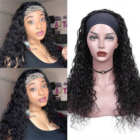 Deep Wave Headband Wigs Human Hair With Headband For Beginner