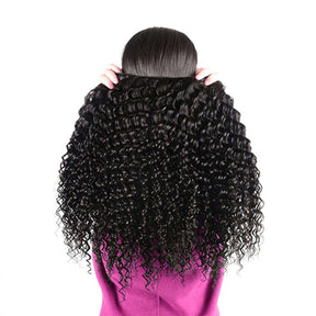 Deep Wave Virgin Hair Weave 3 Bundles With 13x4 Lace Frontal