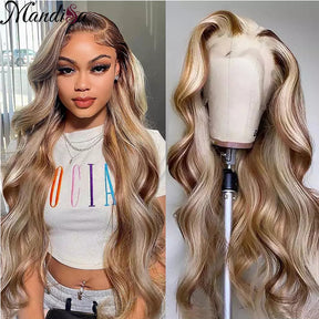 Exclusive Original - Brown Wig With Blonde Highlights P4/613 Straight & Body Wave Lace Front Wigs Human Hair