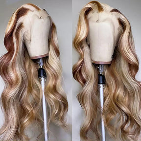 Exclusive Original - Brown Wig With Blonde Highlights P4/613 Straight & Body Wave Lace Front Wigs Human Hair