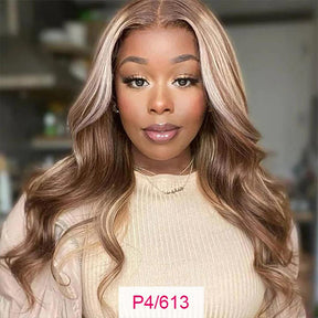 Exclusive Original - Brown Wig With Blonde Highlights P4/613 Straight & Body Wave Lace Front Wigs Human Hair
