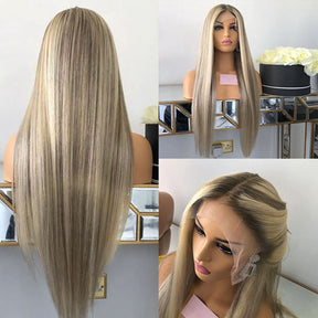 Exclusive Original-Blonde Balayage Transparent HD 13x4 Lace Frontal Wig Straight & Body Wave Human Hair