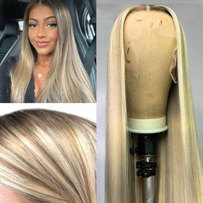 Exclusive Original-Blonde Balayage Transparent HD 13x4 Lace Frontal Wig Straight & Body Wave Human Hair