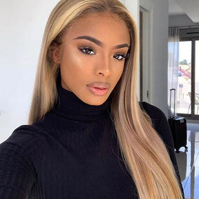 Exclusive Original-Blonde Balayage Transparent HD 13x4 Lace Frontal Wig Straight & Body Wave Human Hair