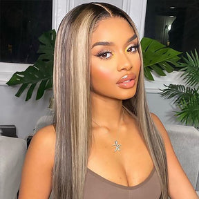 Exclusive Original-Blonde Balayage Transparent HD 13x4 Lace Frontal Wig Straight & Body Wave Human Hair