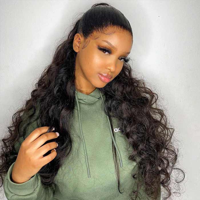 Full Lace Human Hair Loose Wave Wigs Pre Plucked