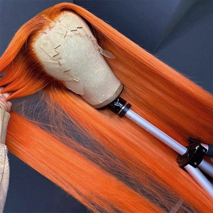 Ginger Color 4x4 Lace Closure Brazilian Straight Human Hair Wigs