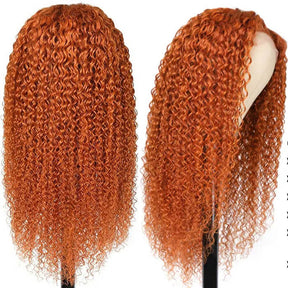 Ginger Deep Wave Curly 13x4 Lace Front Human Hair Wigs With Pre Plucked
