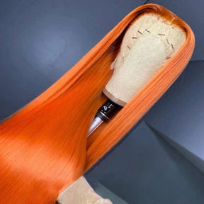 Ginger Orange Lace Front Wig Straight Colored Lace Front Wigs Glueless Human Hair Wigs