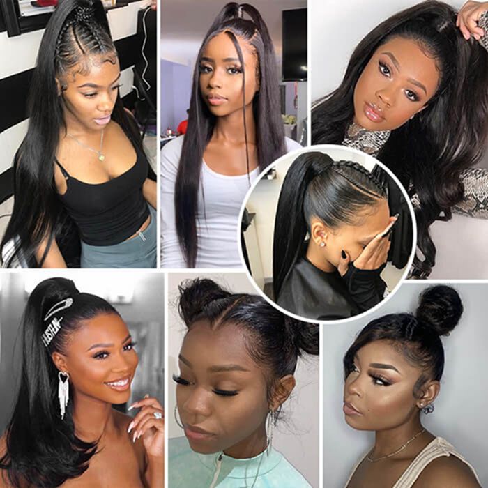 Glueless 360 Straight Transparent HD Lace Front Human Hair Wigs