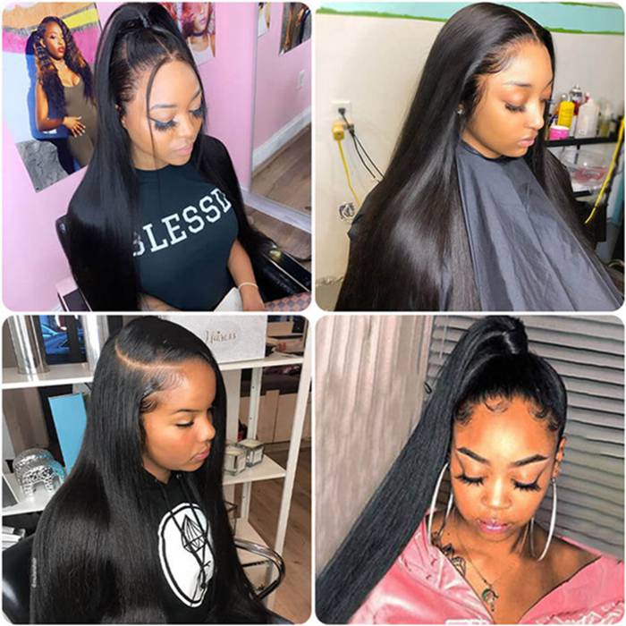 Glueless 360 Straight Transparent HD Lace Front Human Hair Wigs