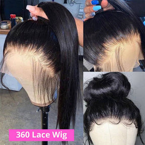 Glueless 360 Straight Transparent HD Lace Front Human Hair Wigs