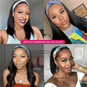 Glueless Headband Wigs Straight Human Hair Wig Machine Made Half Wig