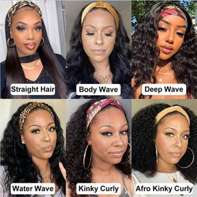 Glueless Headband Wigs Straight Human Hair Wig Machine Made Half Wig