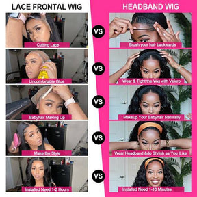 Glueless Headband Wigs Straight Human Hair Wig Machine Made Half Wig