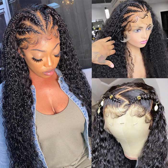 Glueless Kinky Curly Human Hair Full Lace Wig For Braiding Pre Plucked