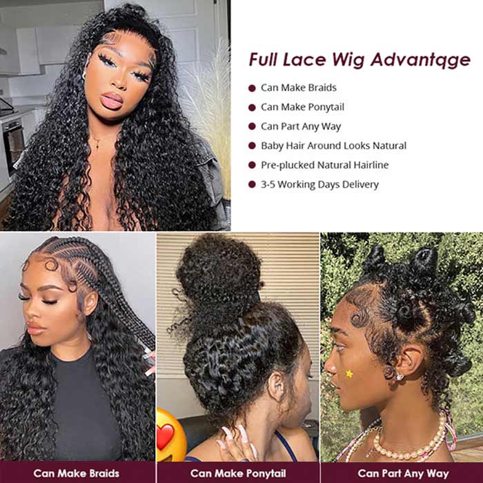 Glueless Kinky Curly Human Hair Full Lace Wig For Braiding Pre Plucked