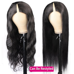 Glueless V Part Wig Body Wave Human Hair Wigs Beginner Friendly
