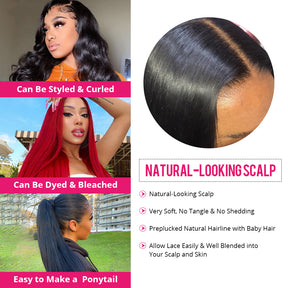 HD Invisible Lace Closure Wigs Straight Hair Glueless Human Hair Wigs