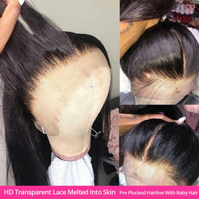 HD Invisible Lace Closure Wigs Straight Hair Glueless Human Hair Wigs