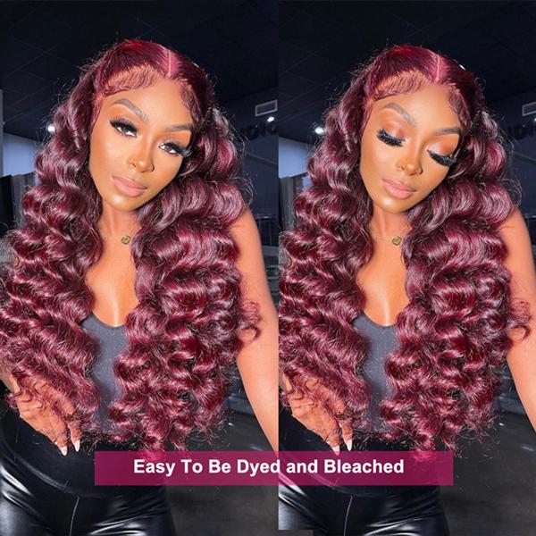 HD Transparent Full Lace Frontal Human Hair Loose Deep Wave Wig