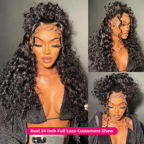 HD Transparent Full Lace Frontal Human Hair Loose Deep Wave Wig
