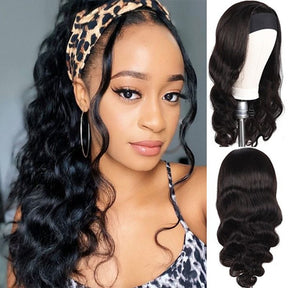 Headband Wigs Body Wave Human Hair Head Scarf Human Hair Wigs