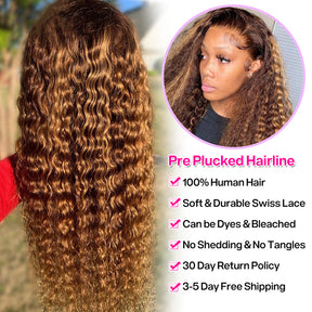 Highlight Deep Wave Frontal Wig 13x4 Lace Front Wigs Human Hair Wigs