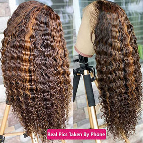 Highlight Deep Wave Frontal Wig 13x4 Lace Front Wigs Human Hair Wigs