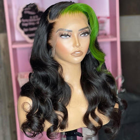 Highlight 13x4 Lace Frontal Green Body Wave Brazilian 100% Human Hair Wigs