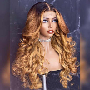 Highlight Ombre T1B/27 Honey Blonde Body Wave Lace Front Wig For Women